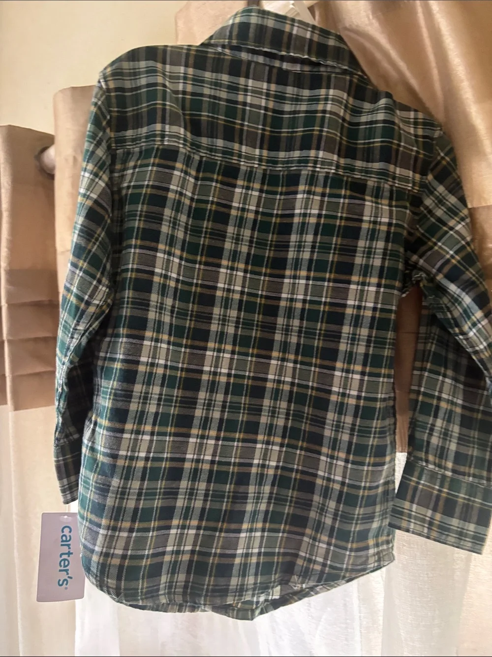 Carter's Green and White Plaid Button-Down Shirt